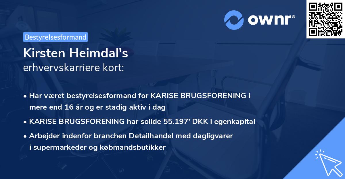 Kirsten Heimdal's erhvervskarriere kort