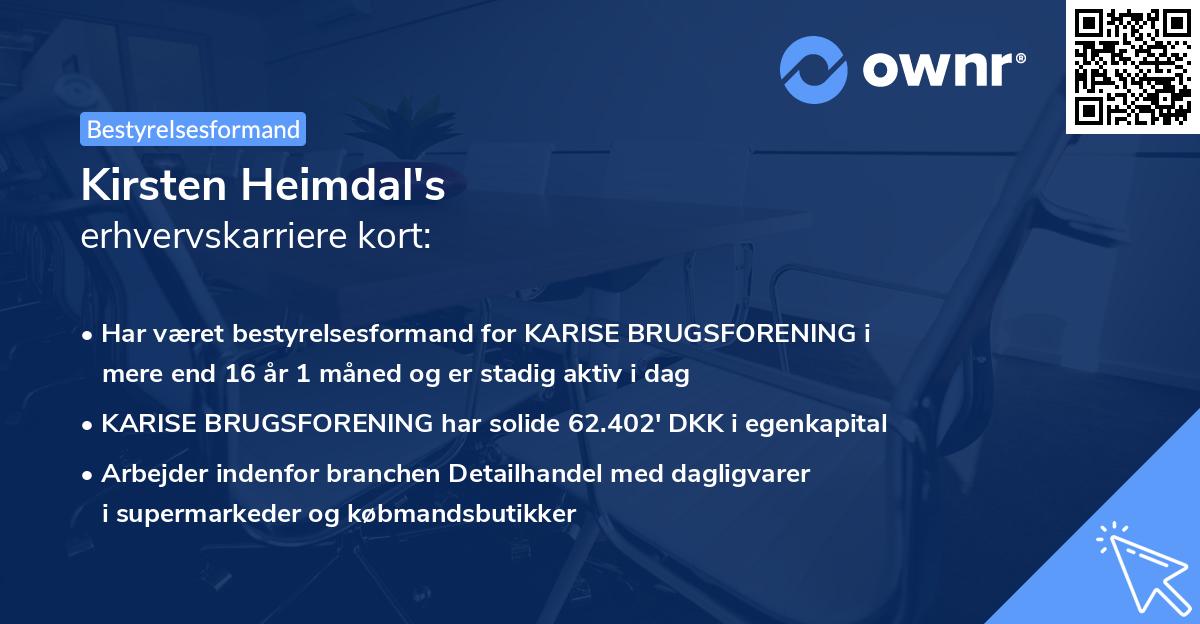 Kirsten Heimdal's erhvervskarriere kort