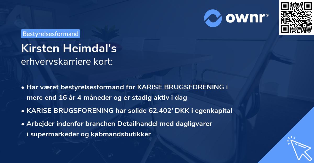 Kirsten Heimdal's erhvervskarriere kort