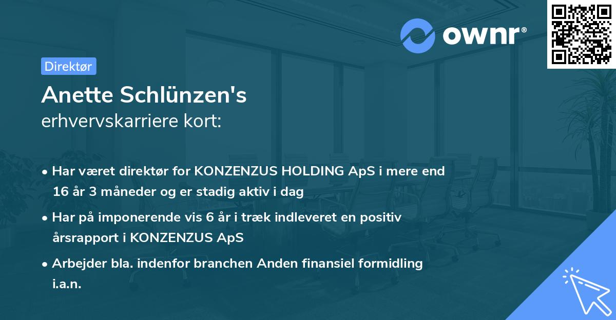 Anette Schlünzen's erhvervskarriere kort