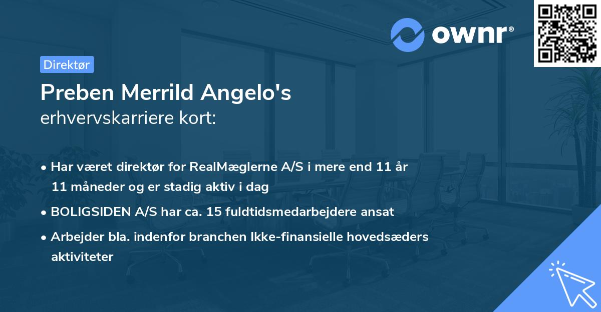Preben Merrild Angelo's erhvervskarriere kort