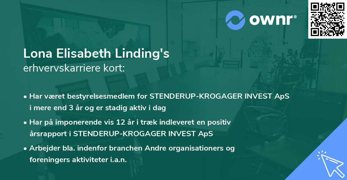 Lona Elisabeth Linding's erhvervskarriere kort