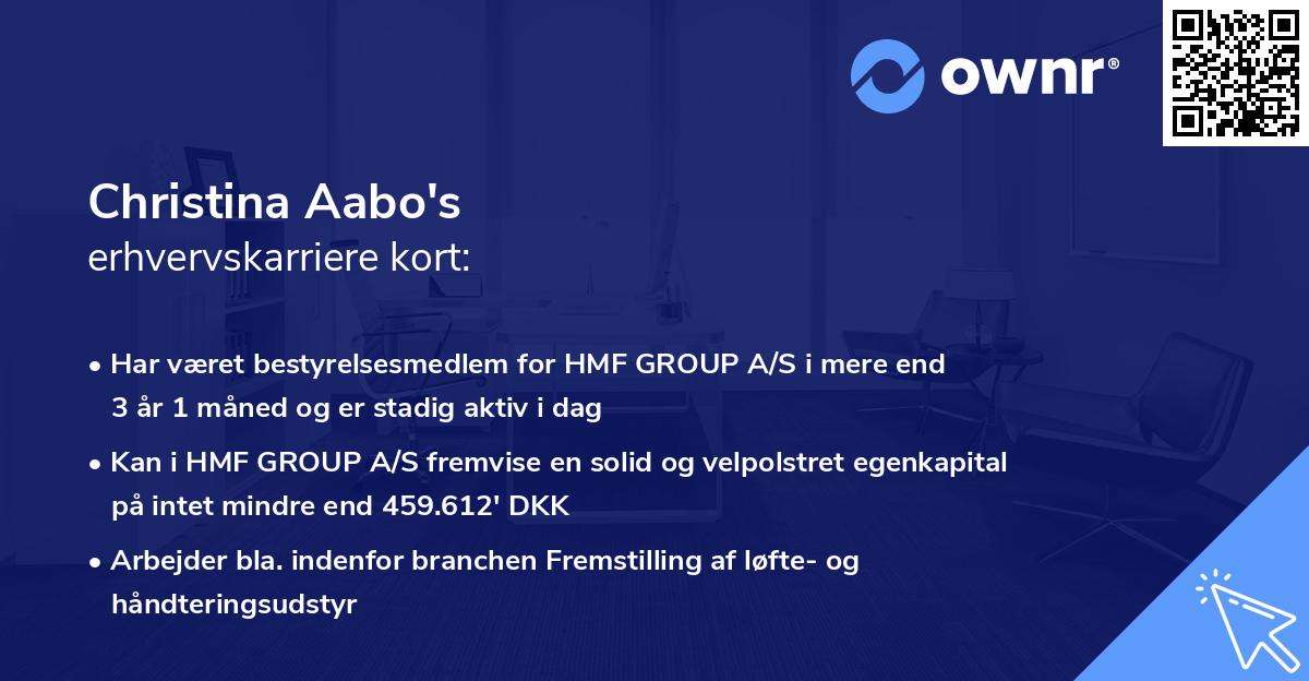 Christina Aabo's erhvervskarriere kort