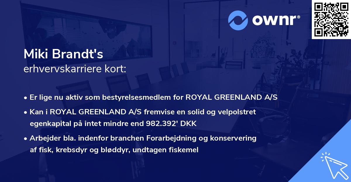 Miki Brandt's erhvervskarriere kort