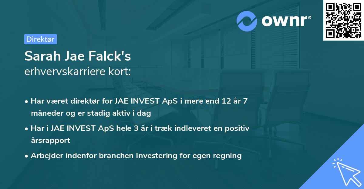Sarah Jae Falck's erhvervskarriere kort