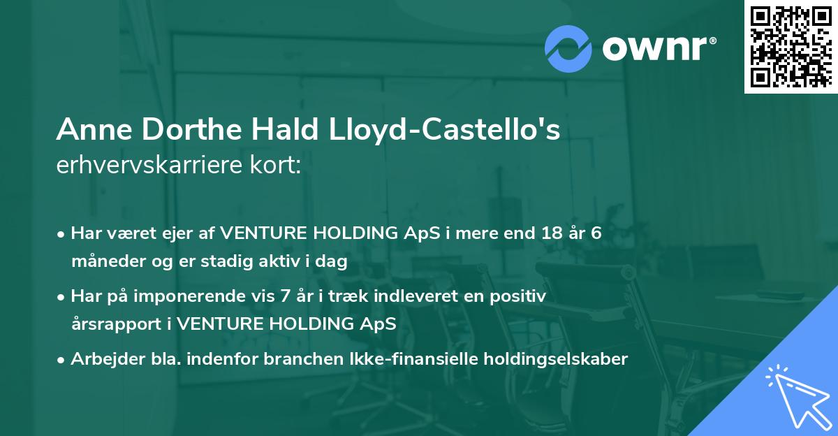 Anne Dorthe Hald Lloyd-Castello's erhvervskarriere kort