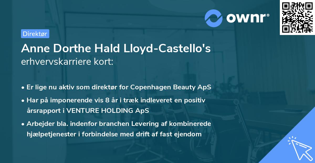 Anne Dorthe Hald Lloyd-Castello's erhvervskarriere kort