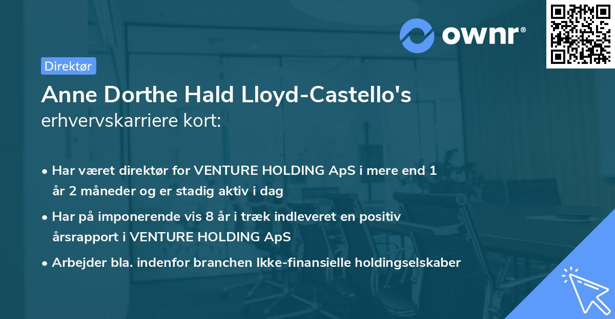 Anne Dorthe Hald Lloyd-Castello's erhvervskarriere kort