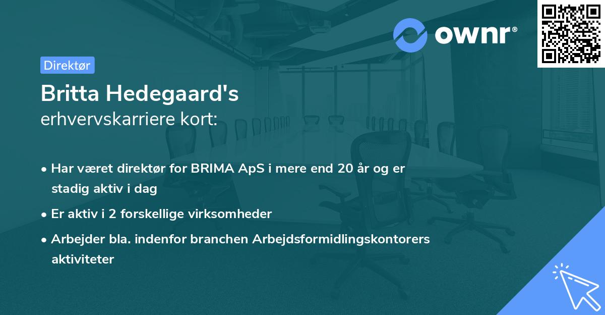 Britta Hedegaard's erhvervskarriere kort