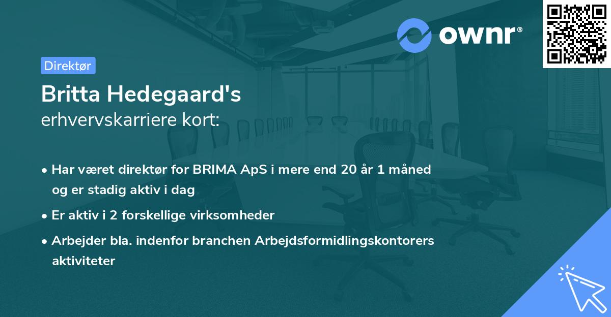 Britta Hedegaard's erhvervskarriere kort
