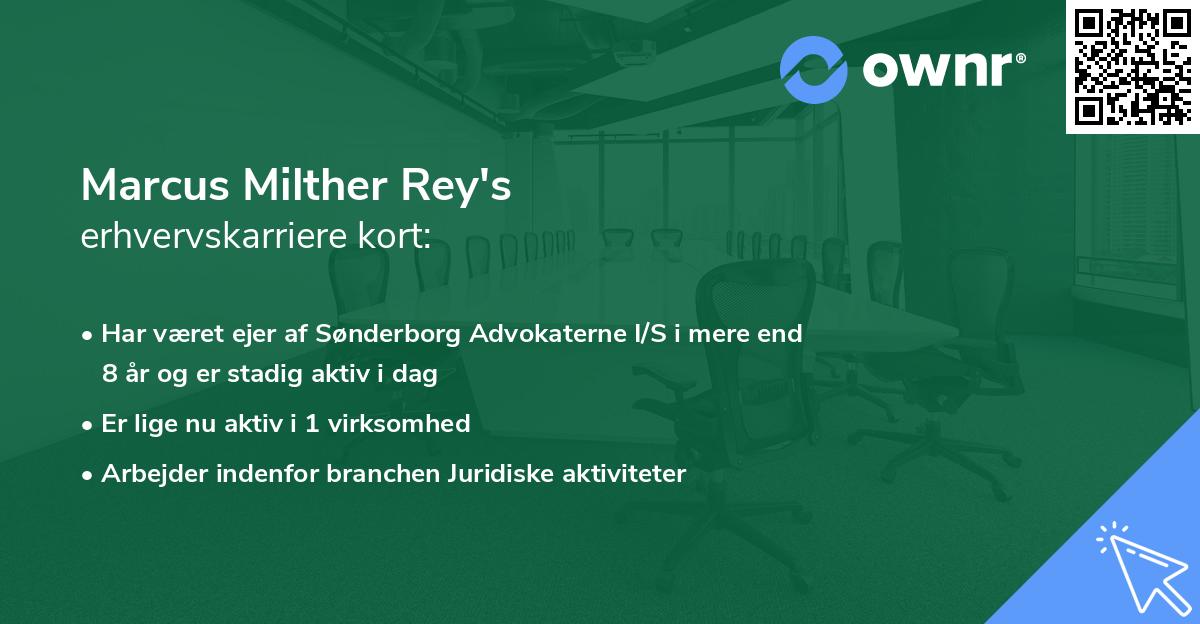 Marcus Milther Rey's erhvervskarriere kort