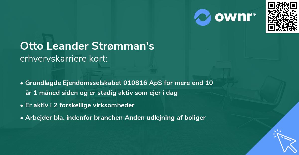 Otto Leander Strømman's erhvervskarriere kort