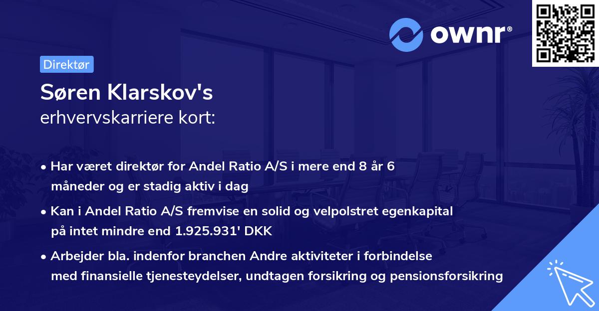 Søren Klarskov's erhvervskarriere kort