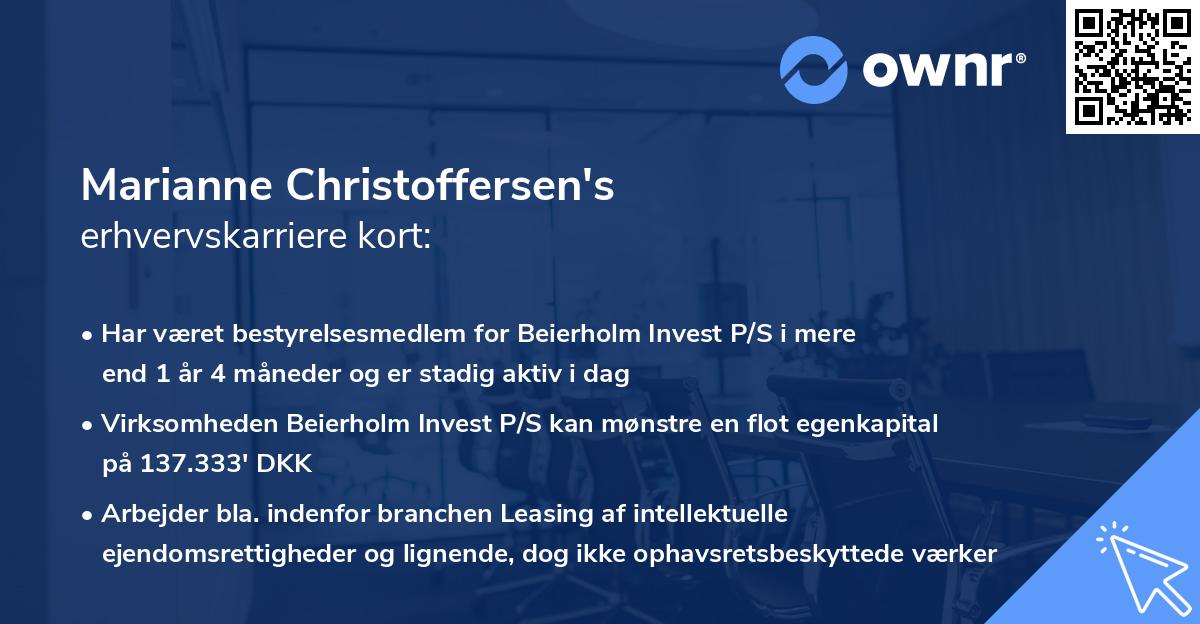 Marianne Christoffersen's erhvervskarriere kort