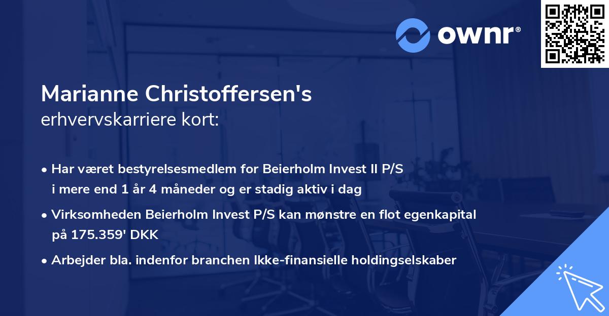 Marianne Christoffersen's erhvervskarriere kort