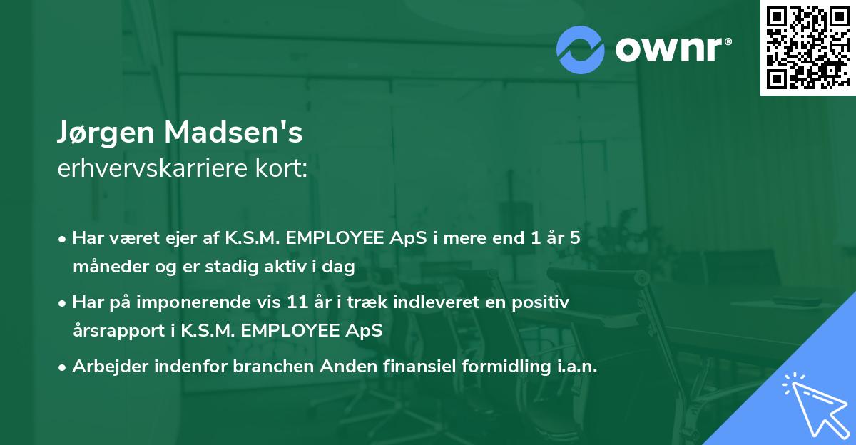 Jørgen Madsen's erhvervskarriere kort