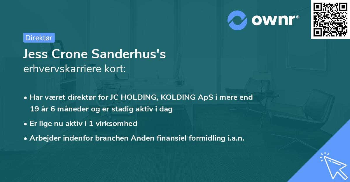 Jess Crone Sanderhus's erhvervskarriere kort
