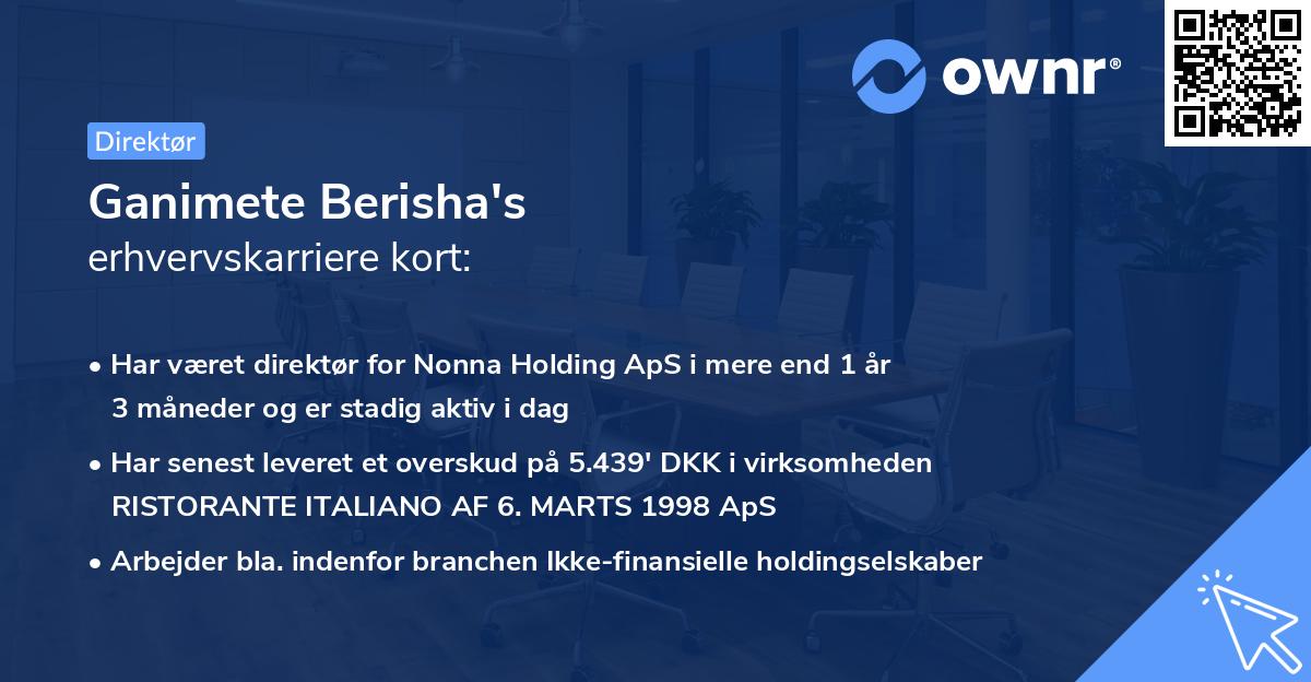 Ganimete Berisha's erhvervskarriere kort