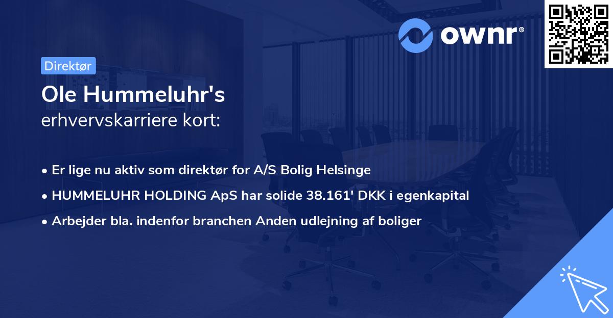 Ole Hummeluhr's erhvervskarriere kort