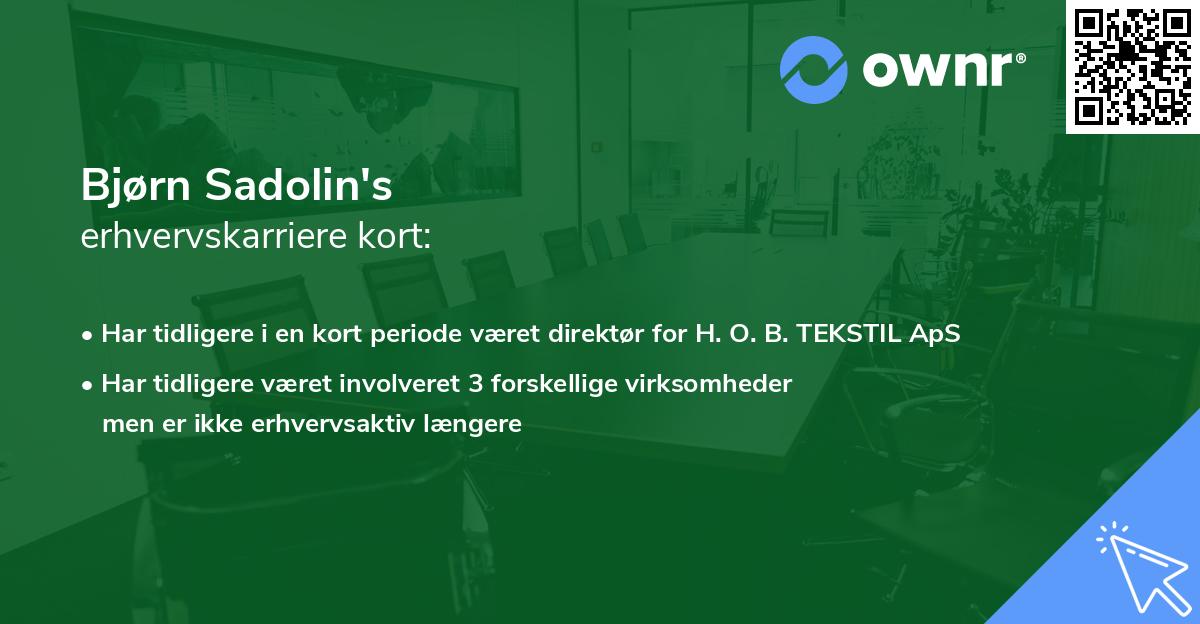 Bjørn Sadolin's erhvervskarriere kort