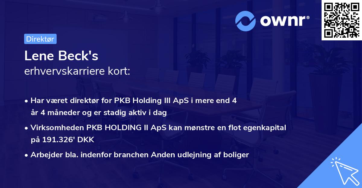 Lene Beck's erhvervskarriere kort