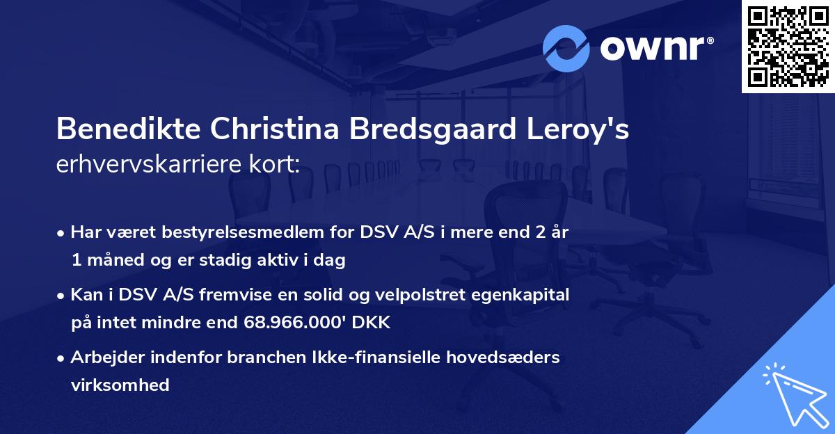 Benedikte Christina Bredsgaard Leroy's erhvervskarriere kort