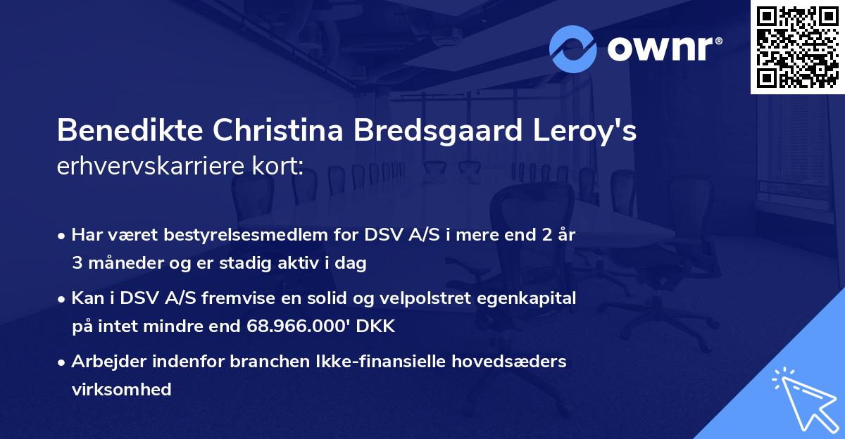 Benedikte Christina Bredsgaard Leroy's erhvervskarriere kort