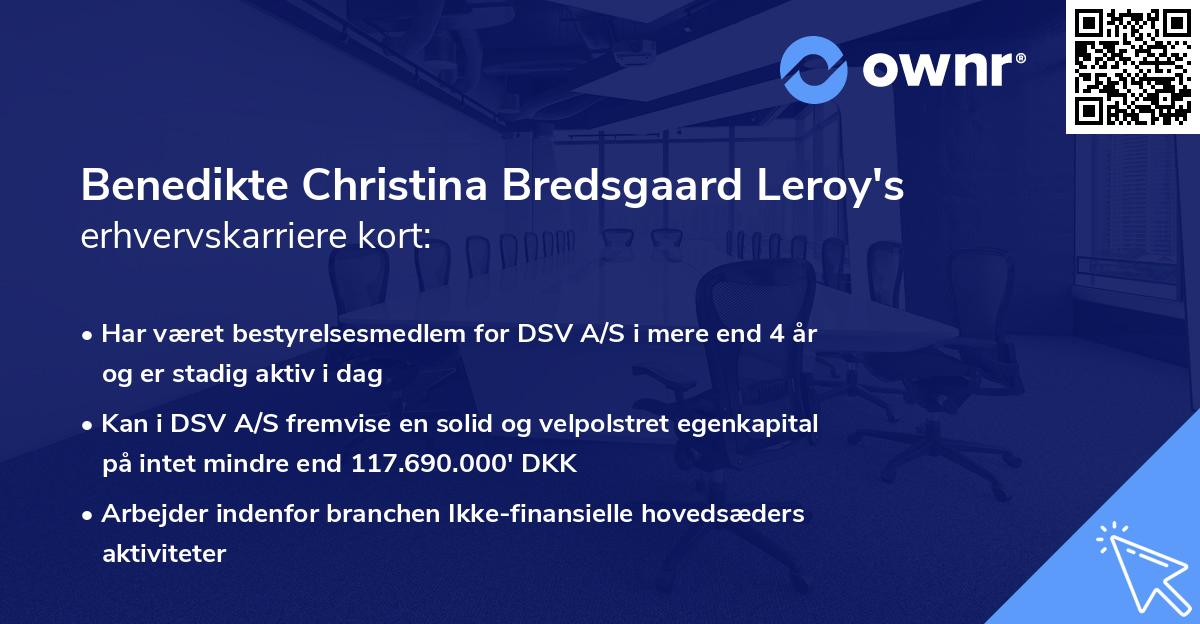 Benedikte Christina Bredsgaard Leroy's erhvervskarriere kort