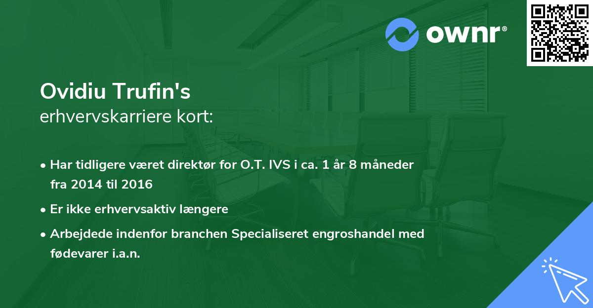 Ovidiu Trufin's erhvervskarriere kort