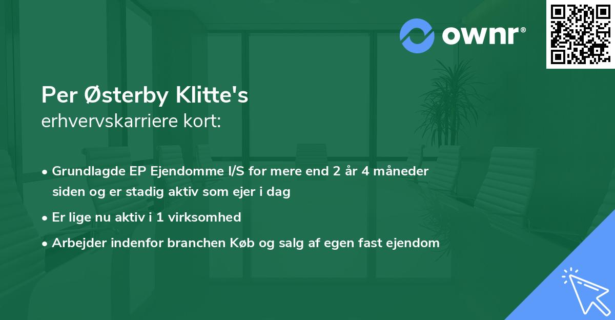 Per Østerby Klitte's erhvervskarriere kort