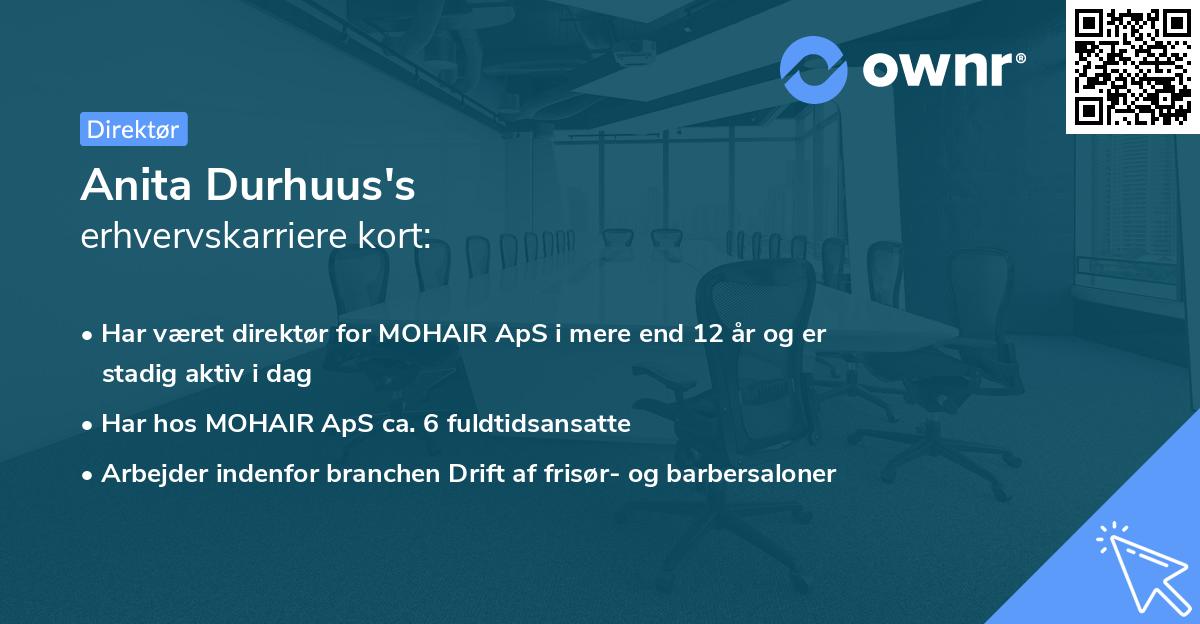 Anita Durhuus's erhvervskarriere kort