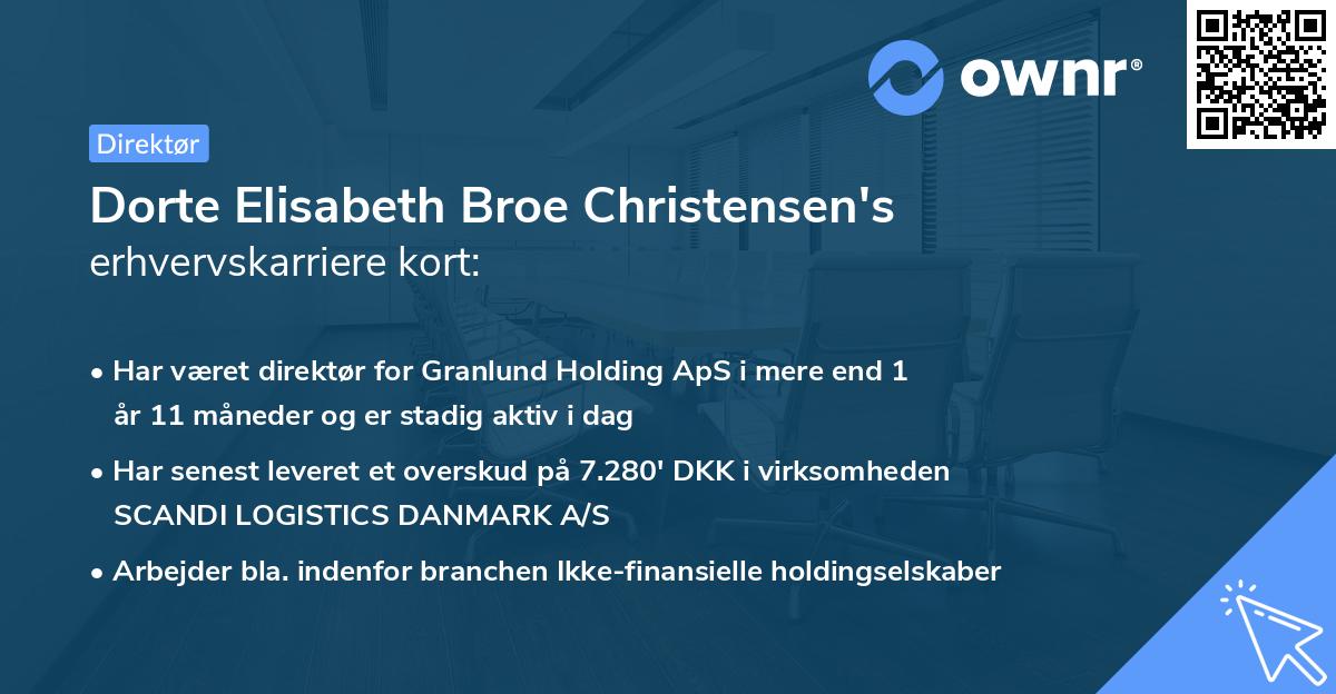 Dorte Elisabeth Broe Christensen's erhvervskarriere kort