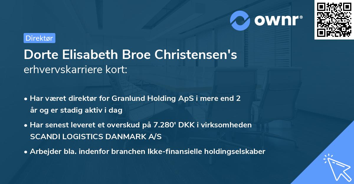 Dorte Elisabeth Broe Christensen's erhvervskarriere kort