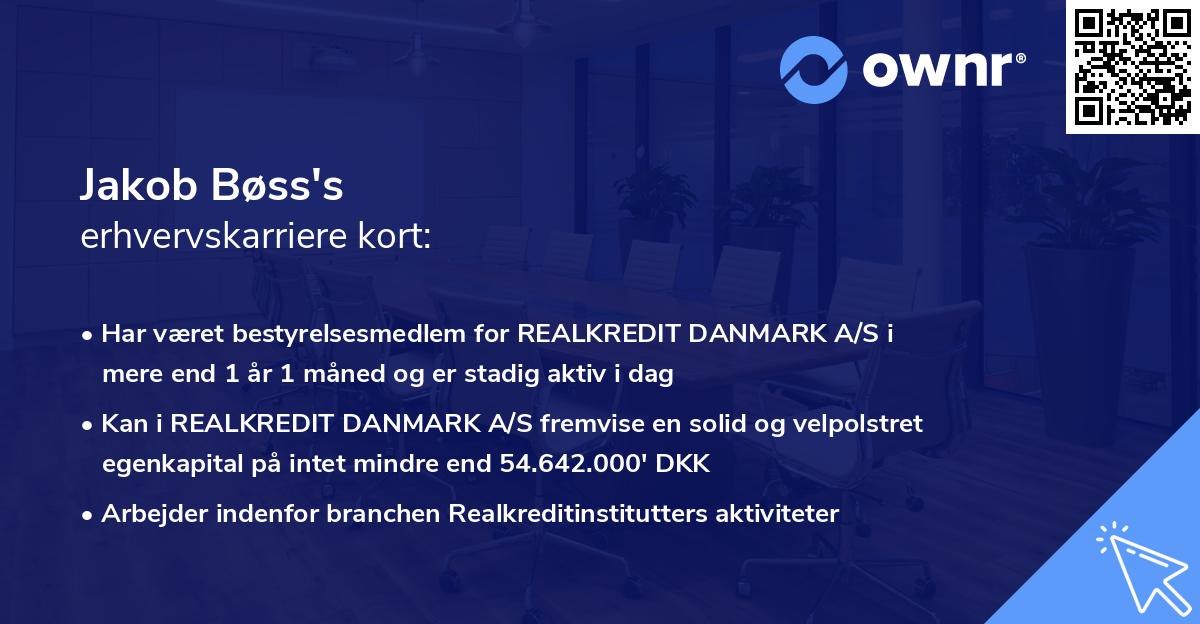 Jakob Bøss's erhvervskarriere kort