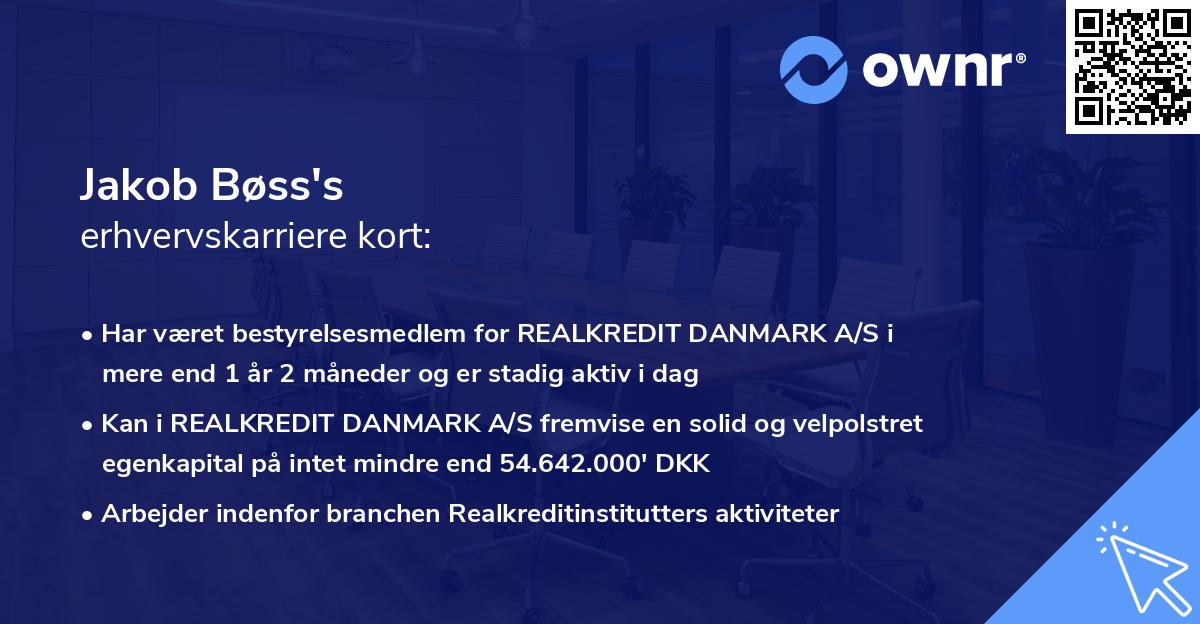 Jakob Bøss's erhvervskarriere kort