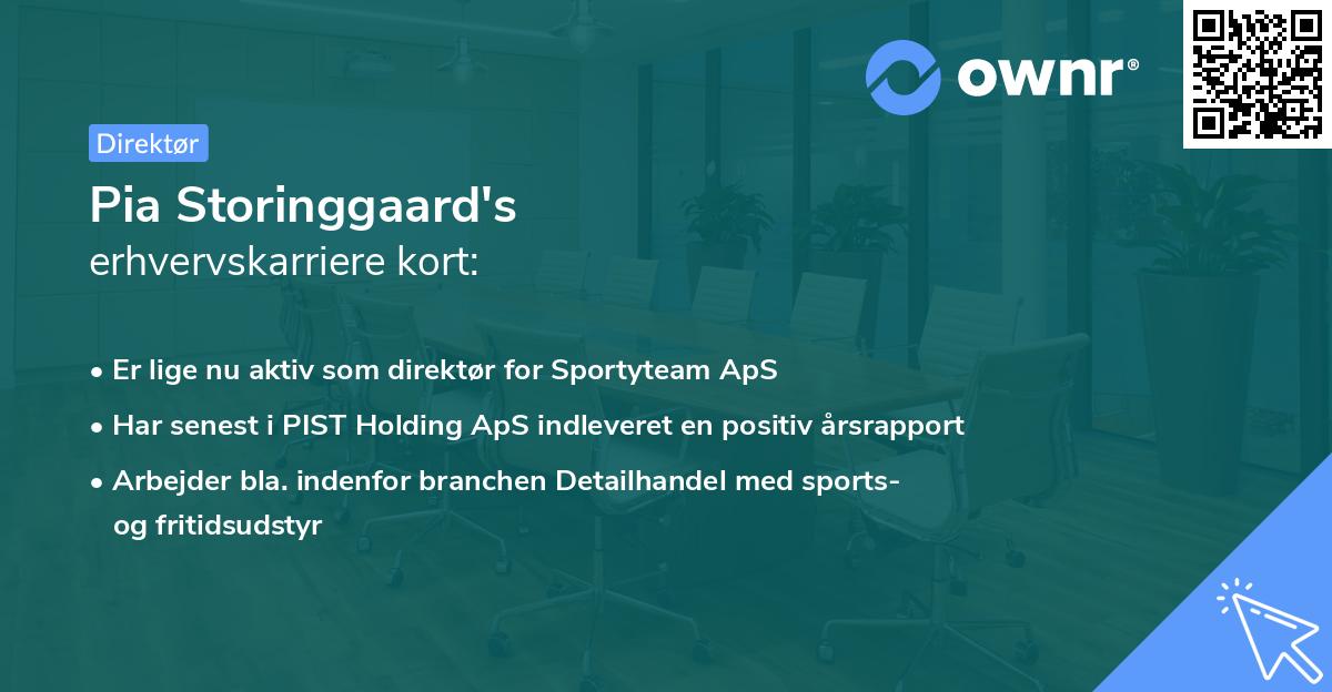Pia Storinggaard's erhvervskarriere kort