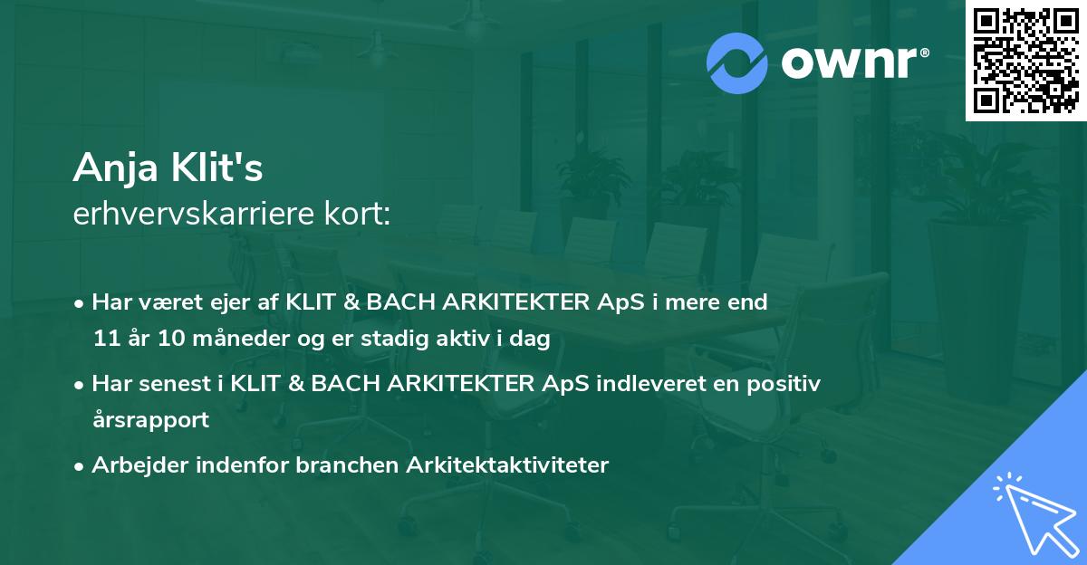 Anja Klit's erhvervskarriere kort