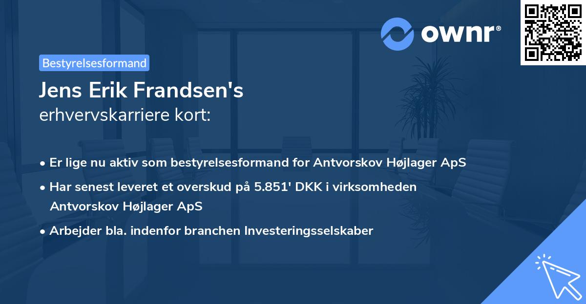 Jens Erik Frandsen's erhvervskarriere kort