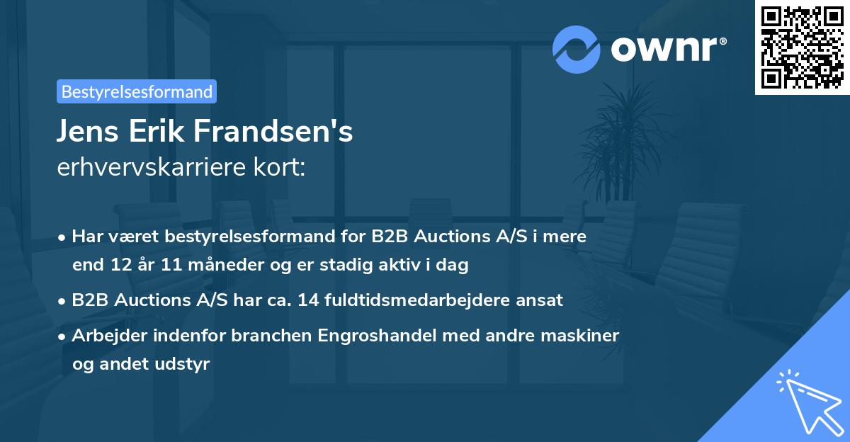 Jens Erik Frandsen's erhvervskarriere kort
