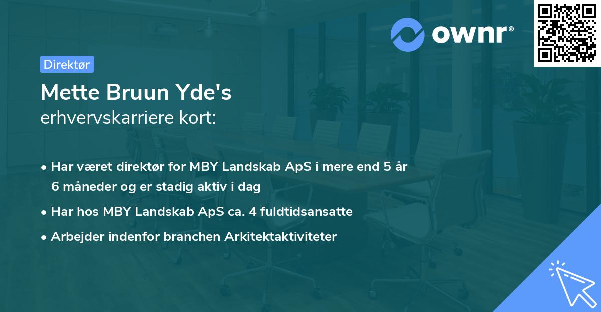 Mette Bruun Yde's erhvervskarriere kort