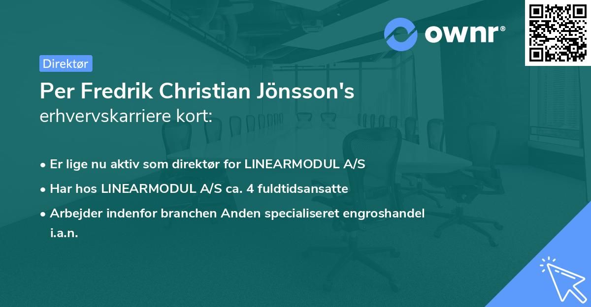 Per Fredrik Christian Jönsson's erhvervskarriere kort