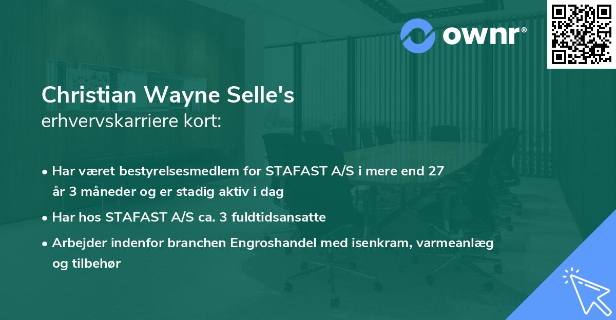 Christian Wayne Selle's erhvervskarriere kort