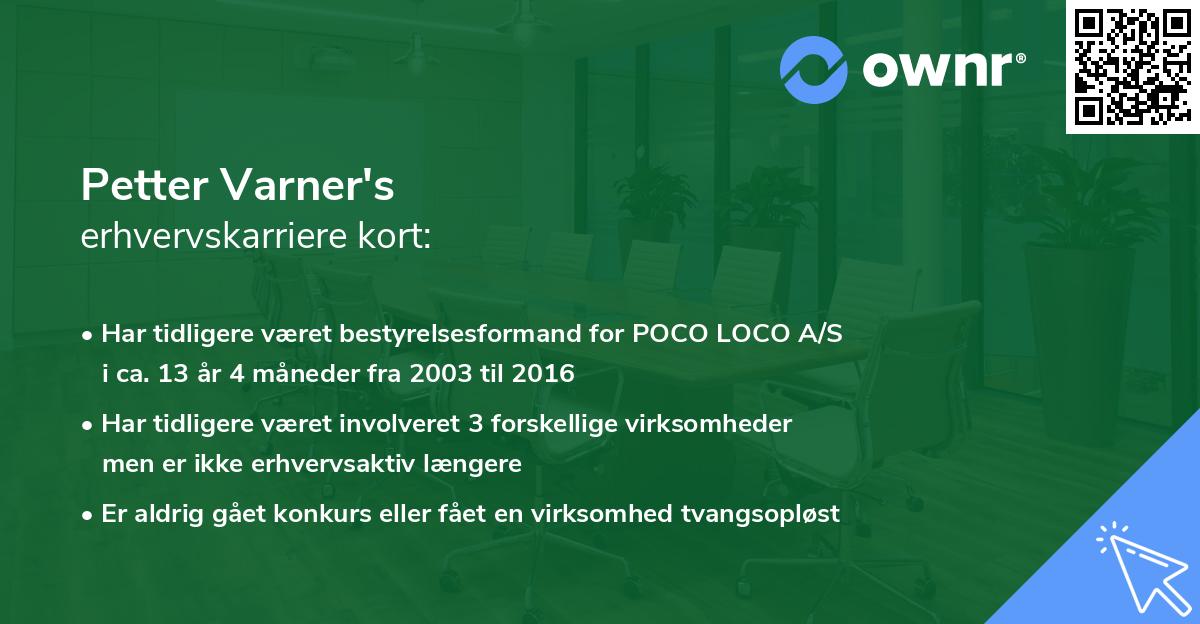 Petter Varner's erhvervskarriere kort