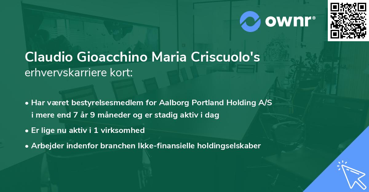 Claudio Gioacchino Maria Criscuolo's erhvervskarriere kort