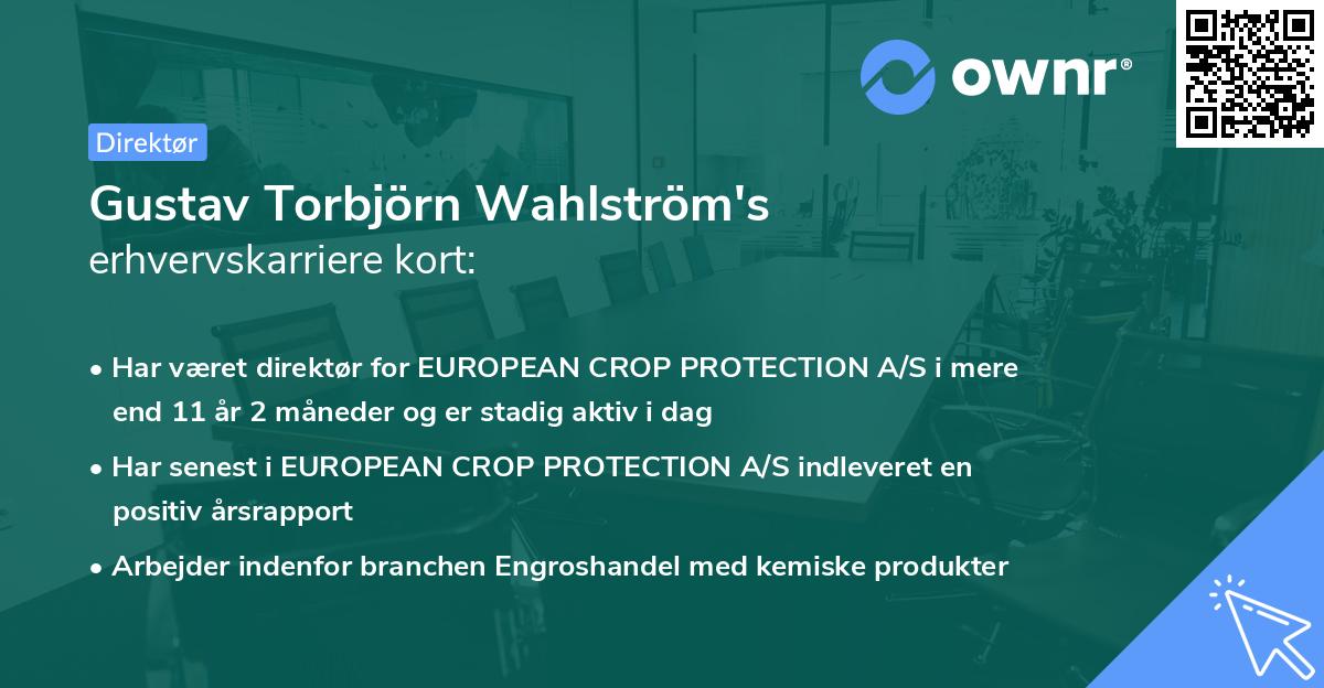 Gustav Torbjörn Wahlström's erhvervskarriere kort