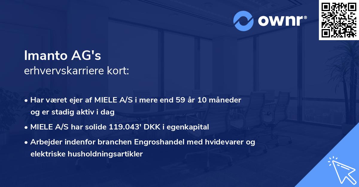 Imanto AG's erhvervskarriere kort