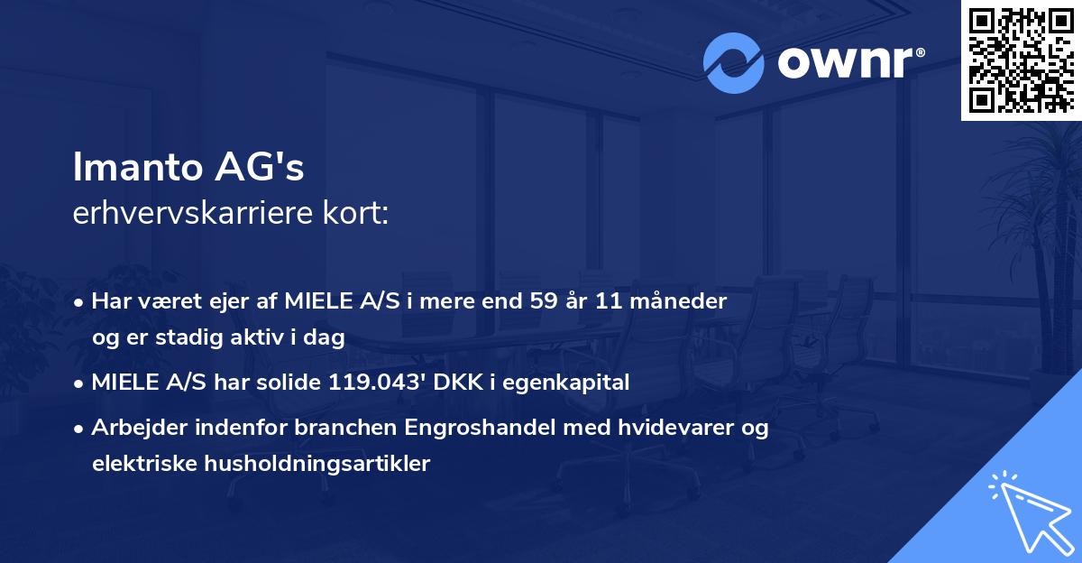 Imanto AG's erhvervskarriere kort