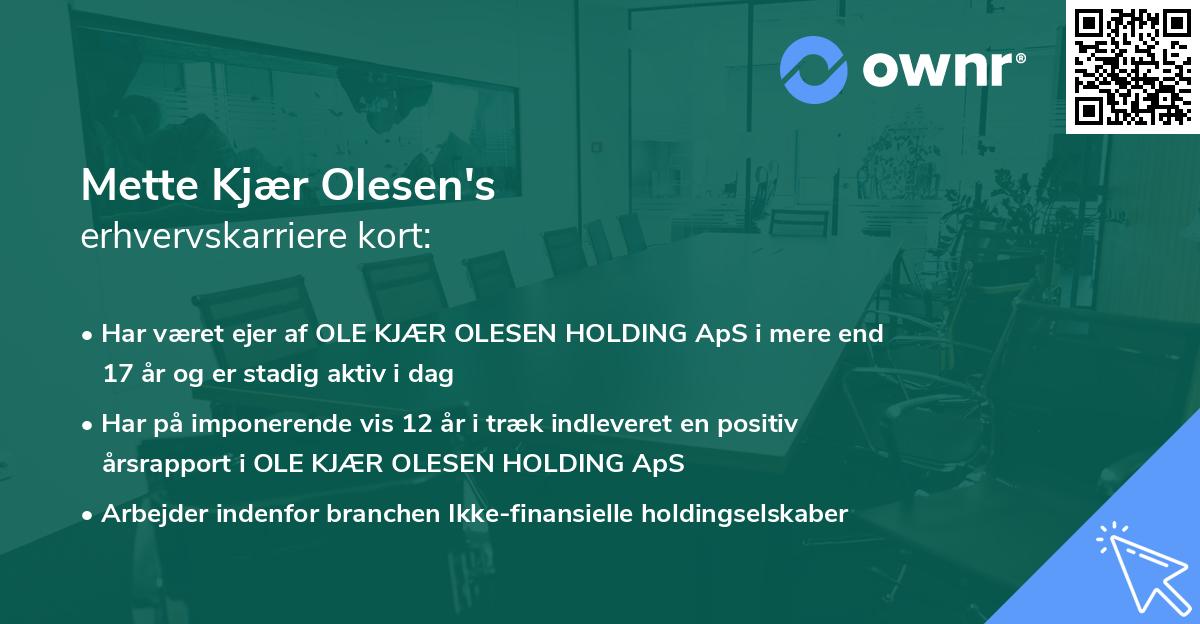 Mette Kjær Olesen's erhvervskarriere kort