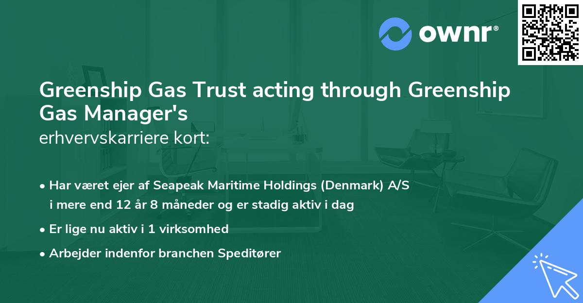 Greenship Gas Trust acting through Greenship Gas Manager's erhvervskarriere kort