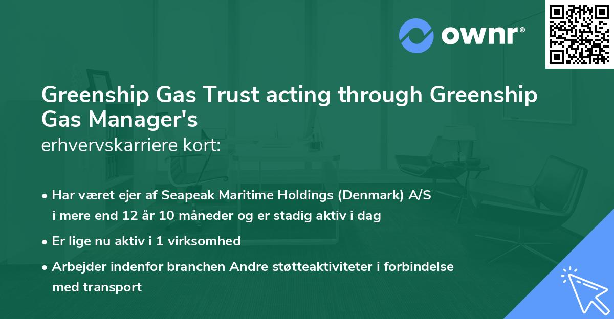 Greenship Gas Trust acting through Greenship Gas Manager's erhvervskarriere kort